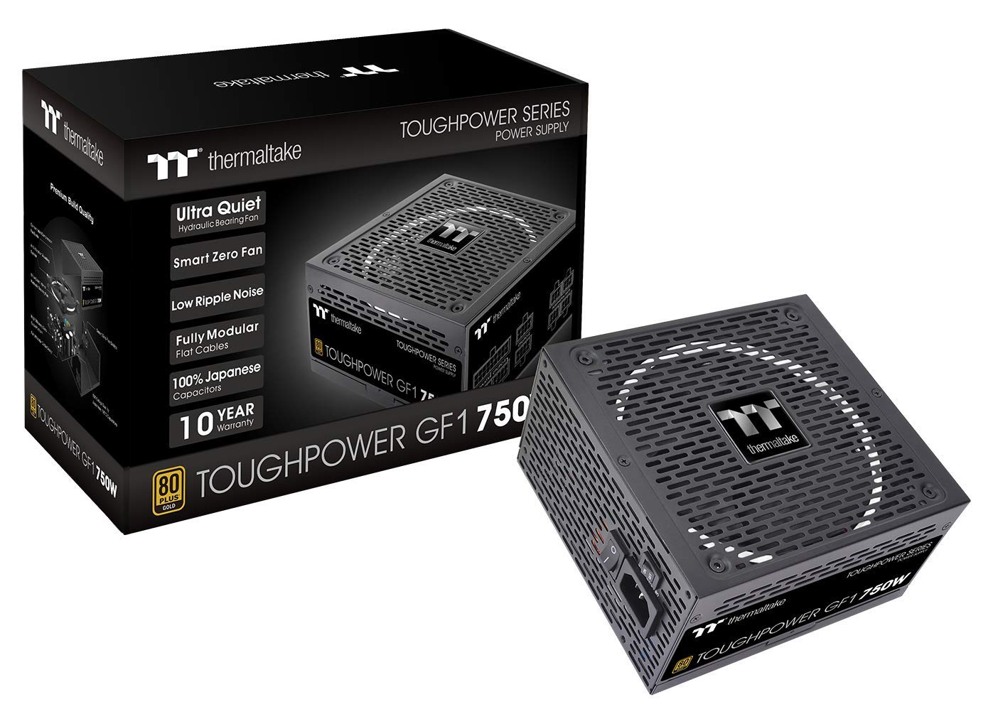 Thermaltake Toughpower GF1 750W 80+ Gold SLI/Crossfire Ready Ultra Quiet 140mm Hydraulic Bearing Smart Zero Fan Full Modular Power Supply 10 Year Warranty PS-TPD-0750FNFAGU-1