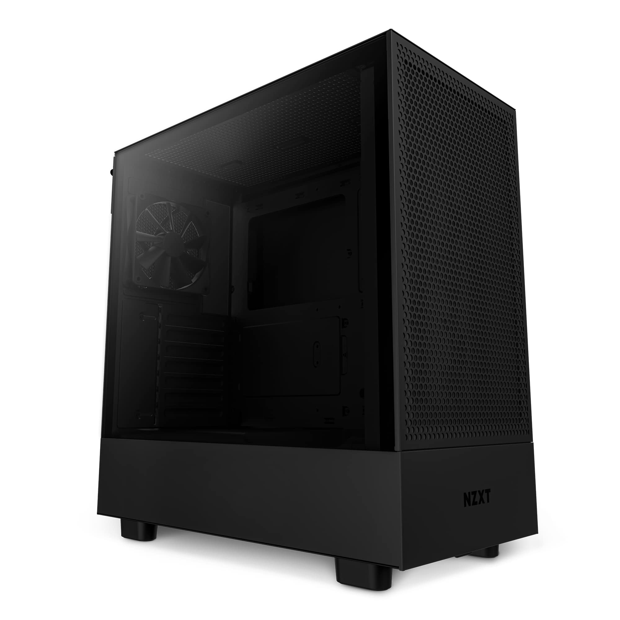 NZXT H5 Flow Compact ATX Mid-Tower PC Gaming Case - High Airflow Perforated Front - Tempered Glass Side - Cable Management - 2 x 120mm Fans Included - 280mm Radiator Support - Black
