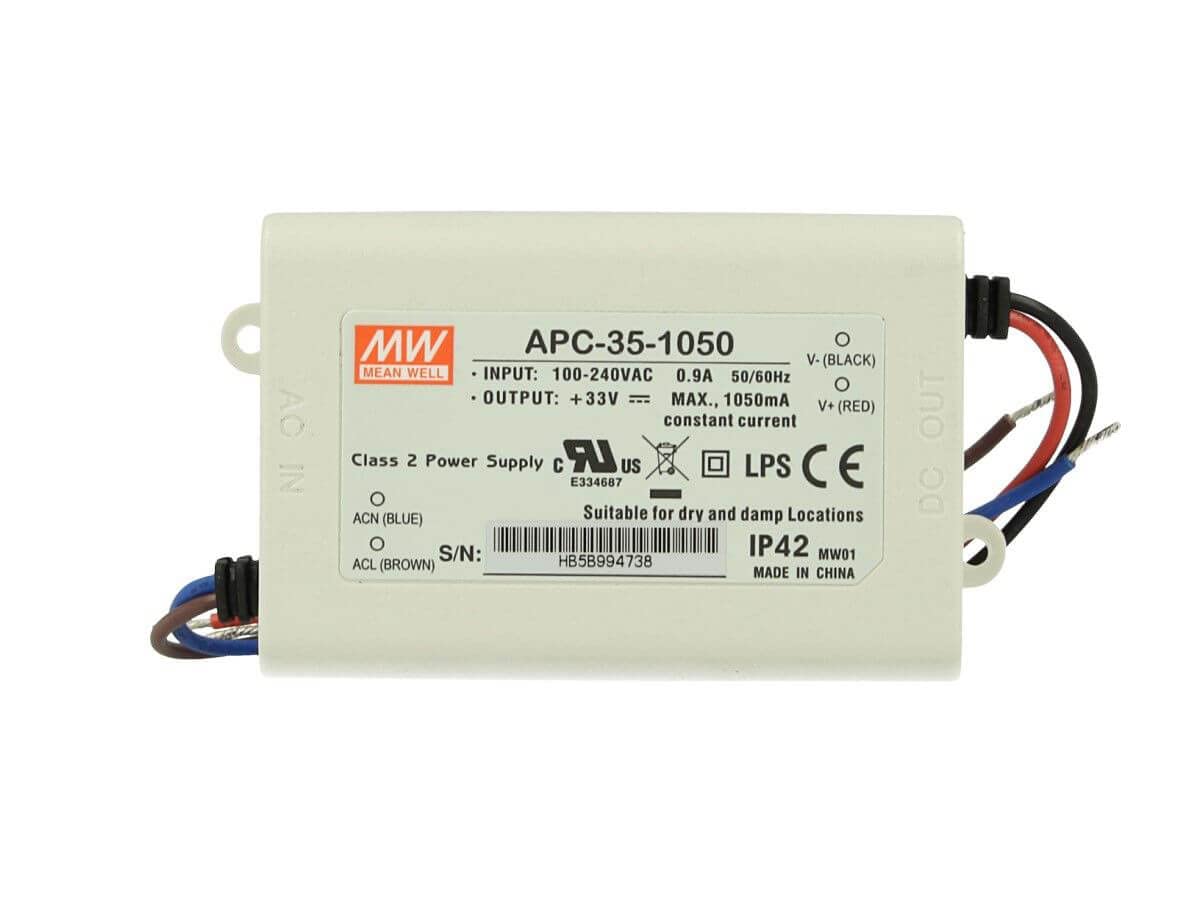 MEAN WELL LED Drive APC-35-1050 Single Output 35W 11~33V 1050mA Power Supply