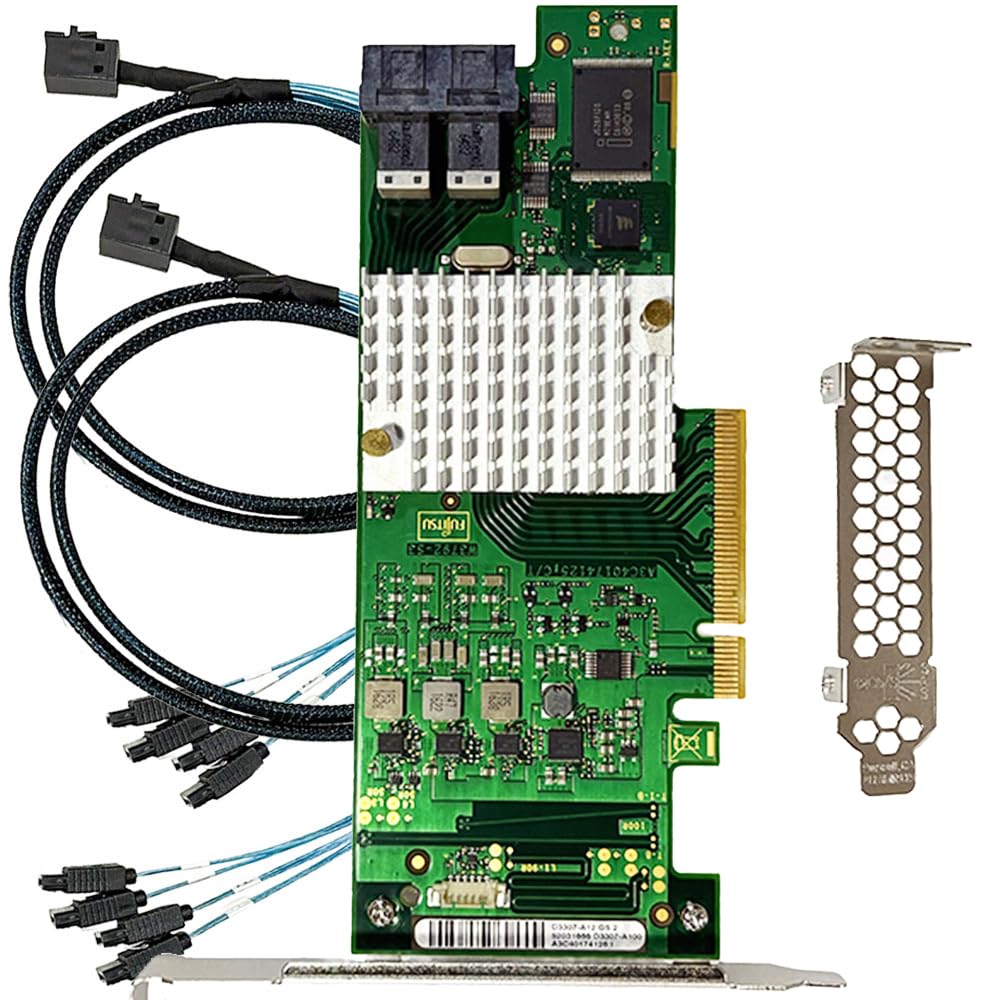 SAS HBA Card Compatible with 9211-8i & LSI 9300-8i IT Mode PCIe SATA Expansion Card, 8-Port 12Gbps PCIe 3.0 x8, SAS Expander Support, HBA Controller with 2X SFF-8643 to 4X SATA Cables for ZFS TrueNAS