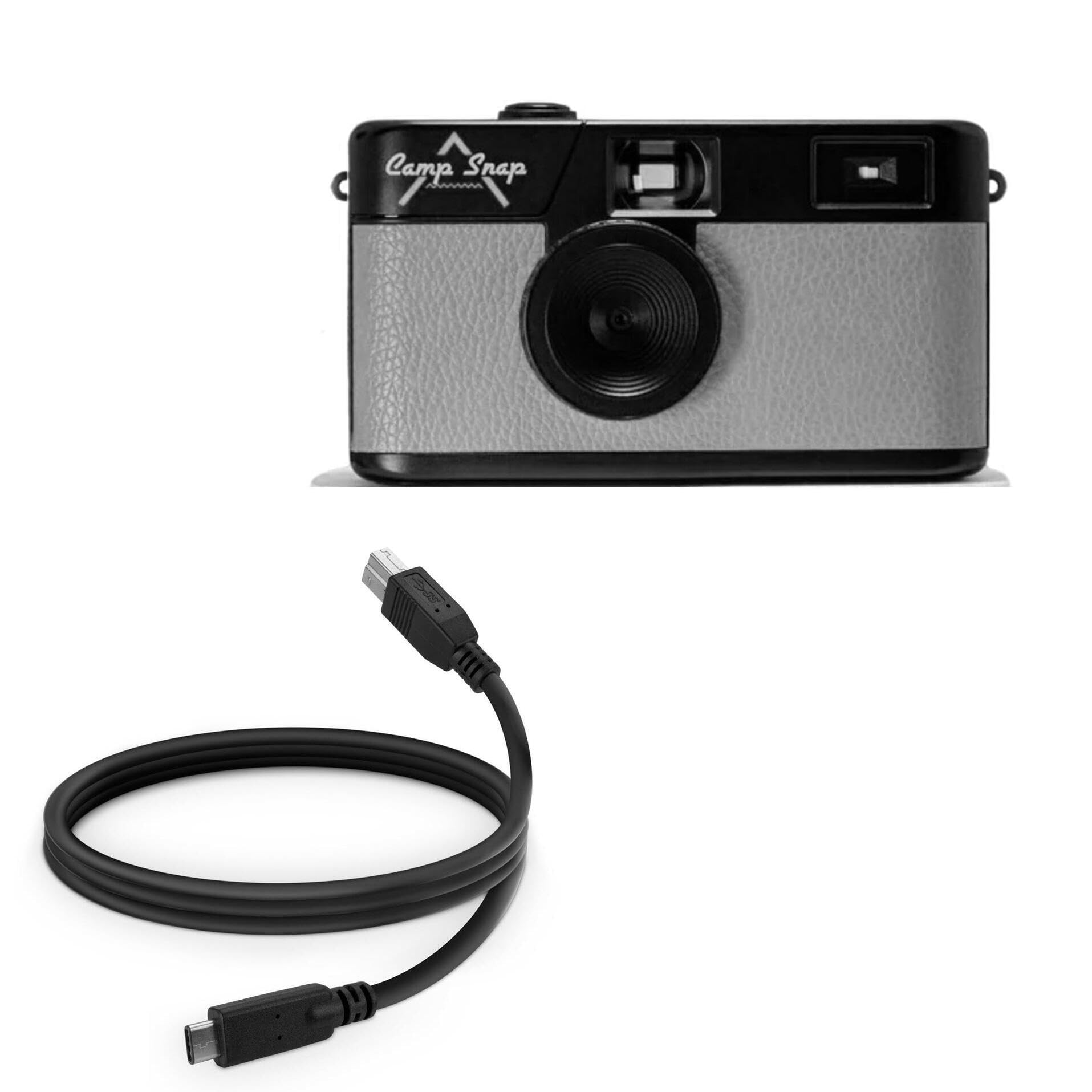 BoxWave Cable Compatible with Camp Snap Screen-Free Digital Camera - DirectSync - USB B to USB 3.1 Type C, USB B to C Sync Cable - 3ft - Black