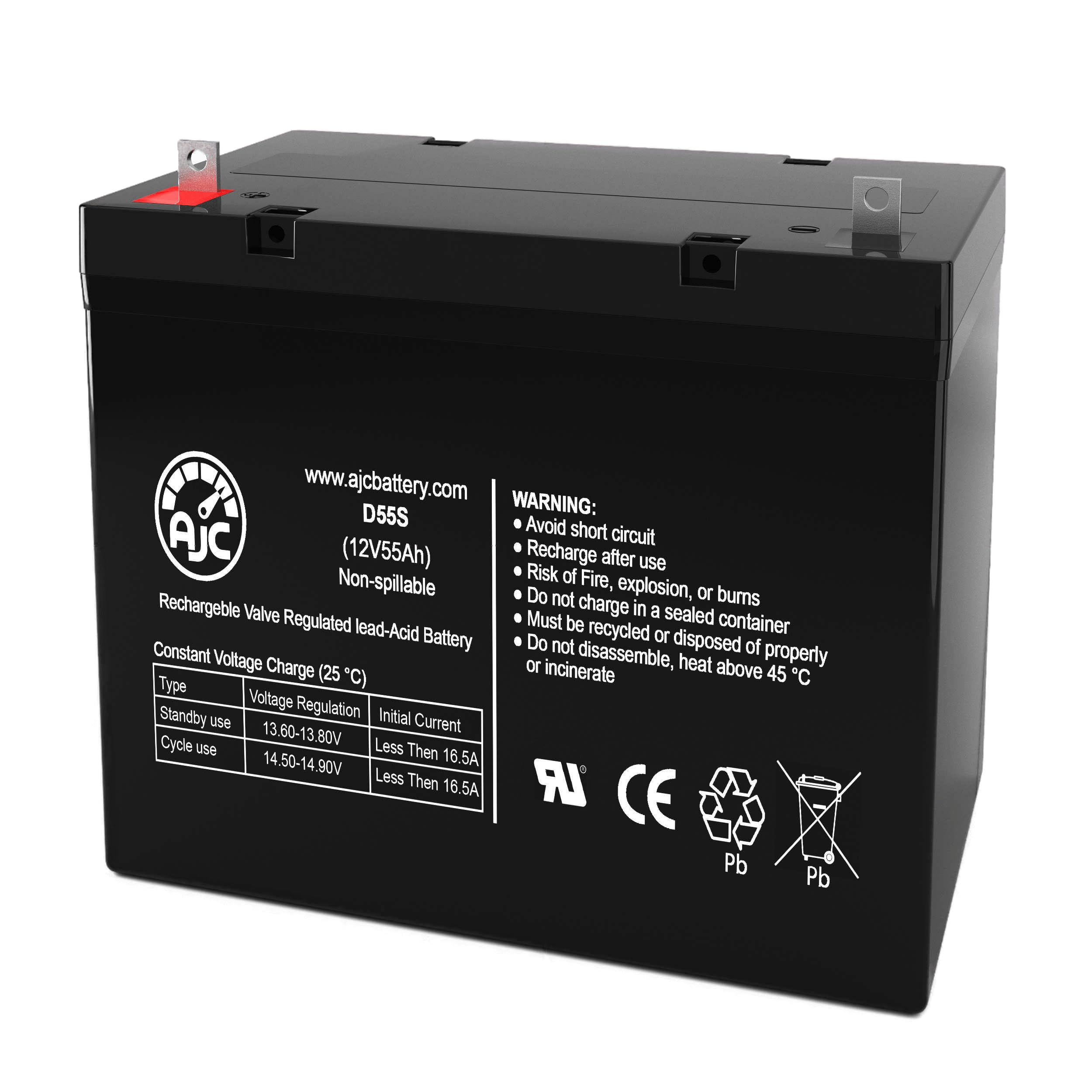 AJC Battery Compatible with Power-Sonic PS-1255UH 12V 55Ah Sealed Lead Acid Battery
