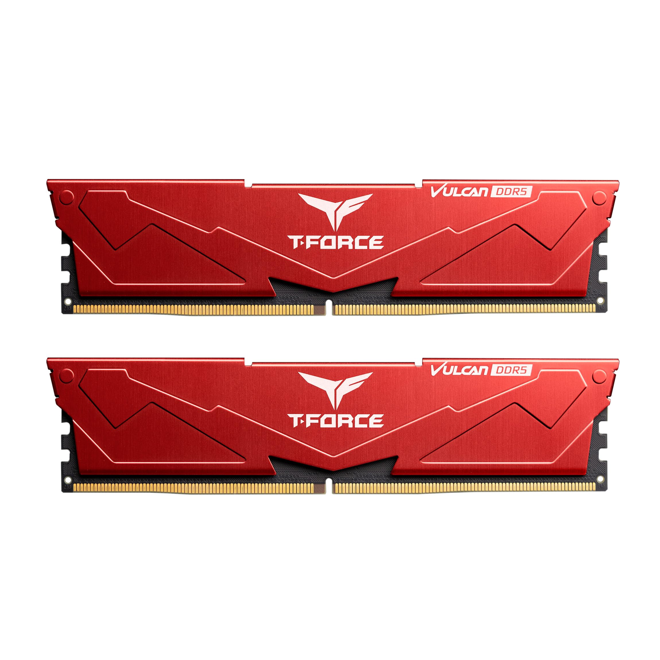 TEAMGROUP T-Force Vulcan DDR5 32GB (2x16GB) 6400MHz (PC5-51200) CL32 Desktop Memory Module Ram for 600 700 Series Chipset XMP 3.0 Red FLRD532G6400HC32ADC01